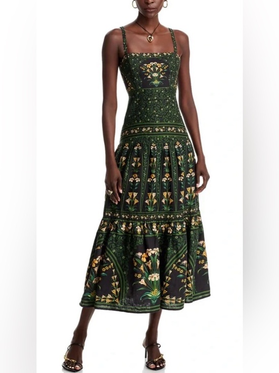 FARM Rio Dresses & Skirts - NWT FARM Rio Flowers Arch Black, Green, and Yellow Maxi Dress with Beaded Straps
